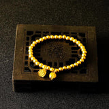 24K Plated Lotus Charm Bracelet Beaded for Women Girls