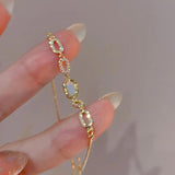 CZ Bracelet Steel Chain Link for Women Minimalist Charm Jewelry