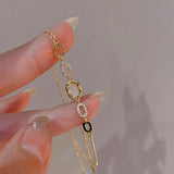 CZ Bracelet Steel Chain Link for Women Minimalist Charm Jewelry