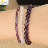 CSJA Healing Crystal Rose Flower Charms Bracelet Set - 3pcs