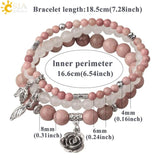 CSJA Healing Crystal Rose Flower Charms Bracelet Set - 3pcs