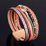 Bohemian Crystal Multilayers Leather Bracelet