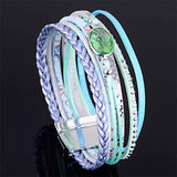 Bohemian Crystal Multilayers Leather Bracelet