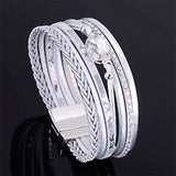 Bohemian Crystal Multilayers Leather Bracelet