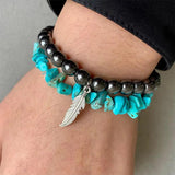Minimalist Faux Pear & Turquoise Layered Bracelet Set