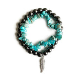 Minimalist Faux Pear & Turquoise Layered Bracelet Set