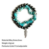 Minimalist Faux Pear & Turquoise Layered Bracelet Set