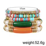 Colorful Soft Pottery Acrylic Bracelet Set for Women