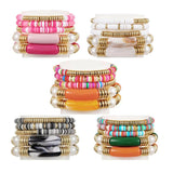 Colorful Soft Pottery Acrylic Bracelet Set for Women