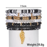 Vintage Ethnic Wing Pendant Bracelet Set Women Holiday Beach Charm Bracelet