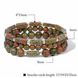 3Pcs/Set Stone Beads Bracelets For Women Rectangle Charm Bracelet Set