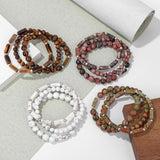 3Pcs/Set Stone Beads Bracelets For Women Rectangle Charm Bracelet Set
