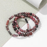 3Pcs/Set Stone Beads Bracelets For Women Rectangle Charm Bracelet Set