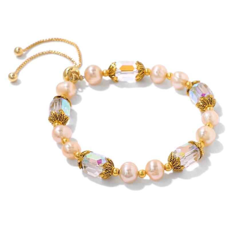 Natural Pearl Bracelet Crystal Charm Bangle