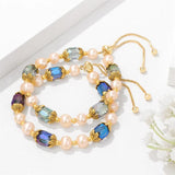 Natural Pearl Bracelet Crystal Charm Bangle