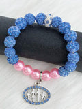 Greek Sorority Pink Pearl Disco Ball Jack &Jill Charm Bracelet