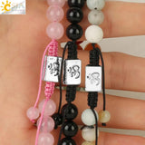 CSJA 7 Chakra Stones Bracelet OM Symbol Yoga Balance Reiki Charms Strand