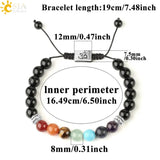 CSJA 7 Chakra Stones Bracelet OM Symbol Yoga Balance Reiki Charms Strand