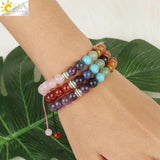 CSJA 7 Chakra Stones Bracelet OM Symbol Yoga Balance Reiki Charms Strand