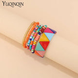 Bohemian Bracelets Set for Women Multi-layer Seed Beads Chain Bracelet Bangles