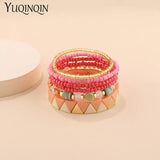 Bohemian Bracelets Set for Women Multi-layer Seed Beads Chain Bracelet Bangles