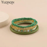 Bohemian Bracelets Set for Women Multi-layer Seed Beads Chain Bracelet Bangles