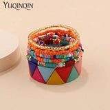 Bohemian Bracelets Set for Women Multi-layer Seed Beads Chain Bracelet Bangles