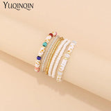 Bohemian Bracelets Set for Women Multi-layer Seed Beads Chain Bracelet Bangles