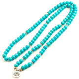8mm Howlite Lotus Bracelet 108 Beads Buddha Tree Charms Couple Jewelry