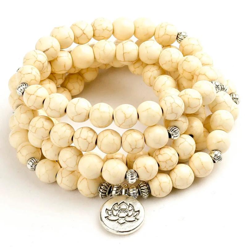 Howlite Beaded Bracelet w/ Tree of Life Charm