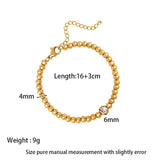 14k Plated Charm Bracelet for Women, Waterproof Beaded Chain Bracelet