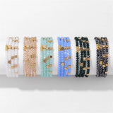 4PCS Crystal Bead Charm Bracelet Set Stretch Glass Jewelry Men Women