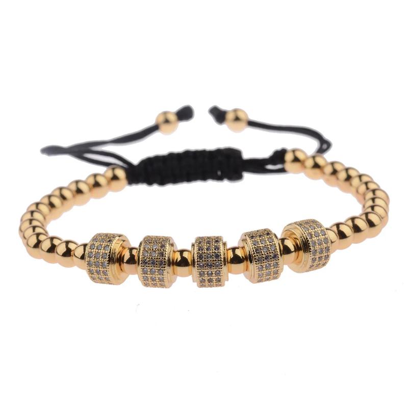 Zircon Braided Bracelet Silver Copper Beaded Charm For Men Women