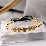 Zircon Braided Bracelet Silver Copper Beaded Charm For Men Women