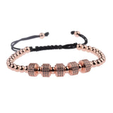 Zircon Braided Bracelet Silver Copper Beaded Charm For Men Women