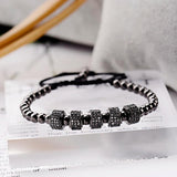 Zircon Braided Bracelet Silver Copper Beaded Charm For Men Women