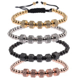 Zircon Braided Bracelet Silver Copper Beaded Charm For Men Women