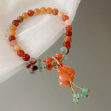 Chalcedony Gourd Pendant Bracelet for Women