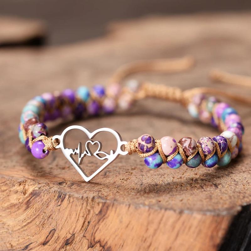 Heartbeat Charm Bracelets Natural Stones Women Inspired Jewelry