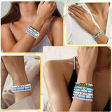 Colorful Clay Bead Bracelet Set with Heart Charms