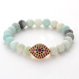 8mm Amazonite Beads Bracelet with Zircon Inset