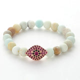 8mm Amazonite Beads Bracelet with Zircon Inset