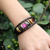 Vintage Crystal Alloy Charm Leather Bracelet