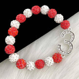 Greek Sorority Disco Ball Beads Number Charms Bracelet Jewelry