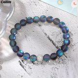 8mm Crystal Moonstone Beaded Bracelet Chakra Yoga Charm Wristband Jewelry