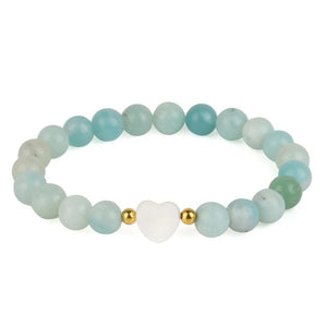 Heart Shell Women Bracelet Natural Stone Howlite Amazonite Pearl Jewelry