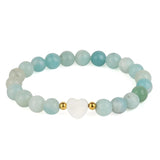 Heart Shell Women Bracelet Natural Stone Howlite Amazonite Pearl Jewelry