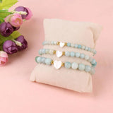 Heart Shell Women Bracelet Natural Stone Howlite Amazonite Pearl Jewelry