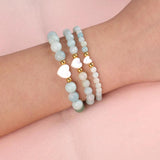 Heart Shell Women Bracelet Natural Stone Howlite Amazonite Pearl Jewelry