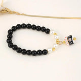 Lucky Cat Adjustable Bracelet 8mm Natural Stone High for Women Girls